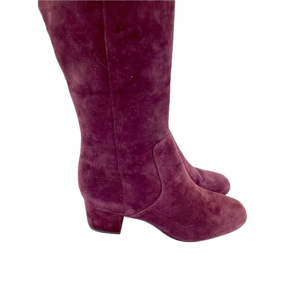 Sam Edelman Boots Elina Suede Leather Over Knee Boots Burgundy Sz 6 New